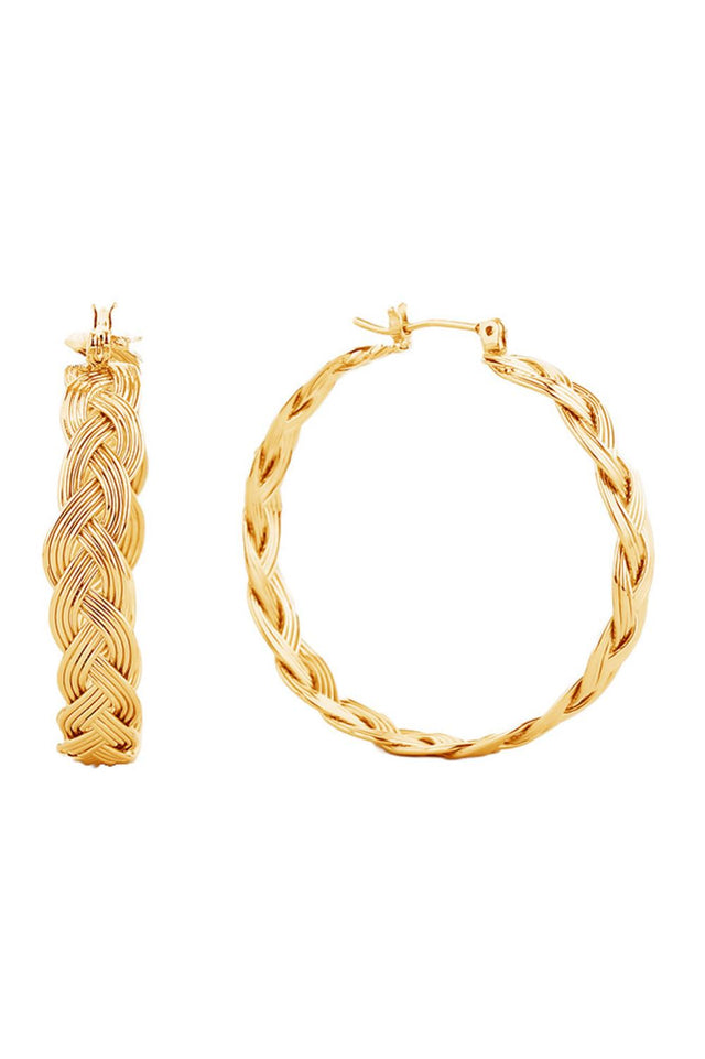 Gold Elevate your everyday elegance with these exquisite 14K gold and white gold dipped pin catch hoops. Crafted from hypoallergenic brass, they're gentle on sensitive skin while delivering timeless sophistication. With a comfortable 4.06cm diameter, these versatile hoops transition seamlessly from day to night. Lead and nickel compliant for peace of mind. A wardrobe essential that combines luxury with wearability.
