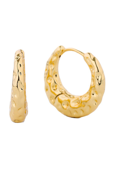 Gold Delicate 14K gold and white gold dipped huggie hoops crafted from hypoallergenic brass. These versatile earrings feature a comfortable 2.11cm diameter, perfect for everyday wear and layering. Lead and nickel compliant for sensitive skin. Timeless elegance in a compact, wearable design.