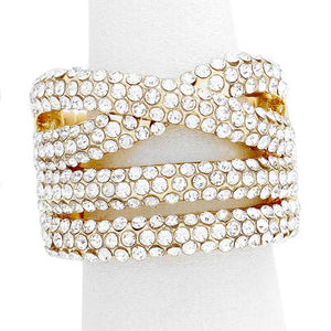 Gold Clear Twisted Rhinestone Stretch Ring, is a beautifully crafted design that adds a gorgeous glow to your special outfit. This rhinestone stretch ring fits your lifestyle on special occasions! This rhinestone stretch ring is the ideal gift for your loved ones, Lover, girlfriend, wife, mother, couple, Valentine, etc.