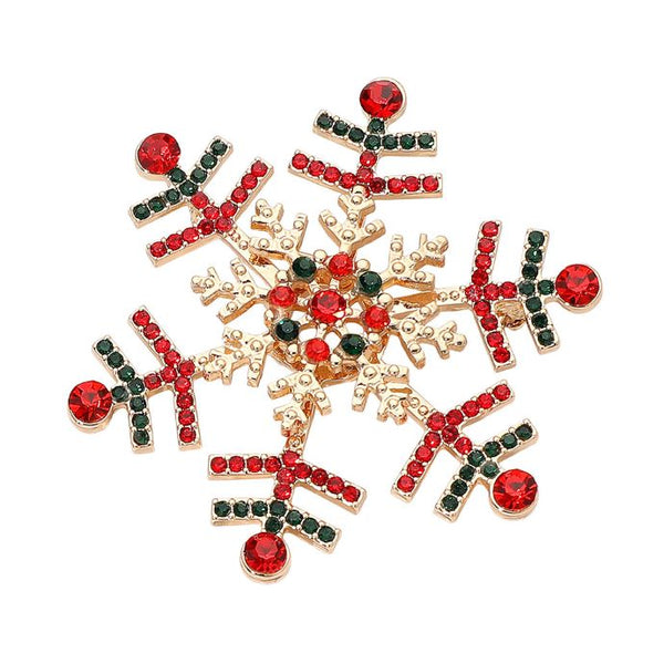 Elegant snowflake brooch adorned with shimmering crystals, perfect for adding a festive touch to coats, scarves, or winter outfits. A charming accessory that brings seasonal sparkle and refined style to any look.