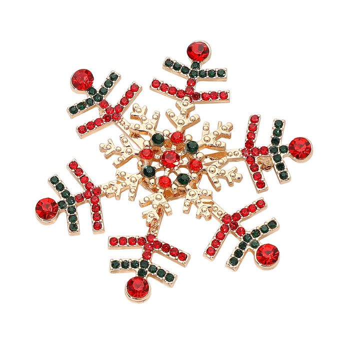 Elegant snowflake brooch adorned with shimmering crystals, perfect for adding a festive touch to coats, scarves, or winter outfits. A charming accessory that brings seasonal sparkle and refined style to any look.