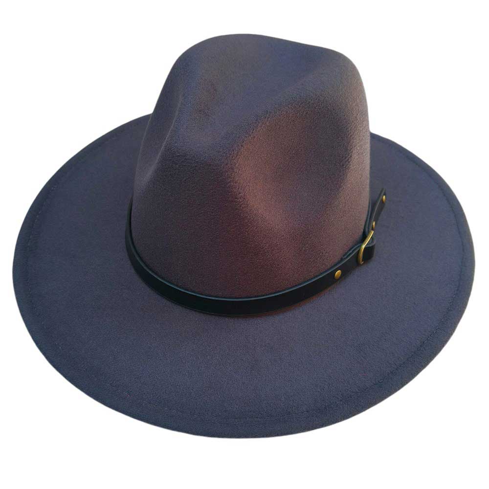 Gray-Belt Band Pointed Fedora Hat. Made with a stylish belt band and pointed brim, this hat is the perfect accessory for a sophisticated look. The high-quality material ensures long-lasting wear and a comfortable fit. Elevate your style with this must-have hat.