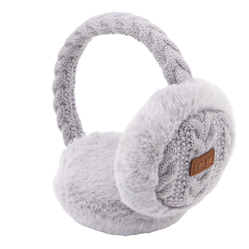 Gray C.C Cable Knit Faux Fur Earmuff, is sure to keep you warm in the cold. The cable knit exterior is soft and cozy, while the faux fur interior adds extra warmth and comfort. Perfect for winter weather, these earmuffs are stylish and practical. Perfect winter gift idea for fashion loving close ones.