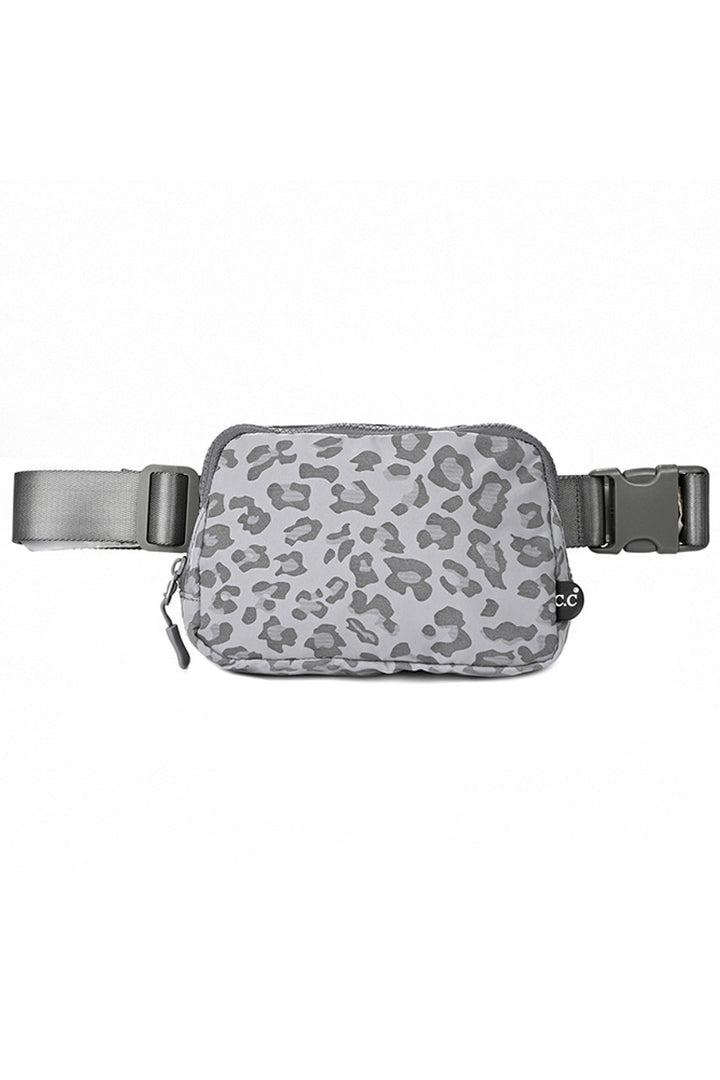 Gray C.C Leopard Pattern Fanny Pack is a stylish and convenient accessory, perfect for any outdoor activity or travel. With its trendy leopard pattern and hands-free design, you can keep all your essentials organized and easily accessible. Plus, its durable material ensures long-lasting use.