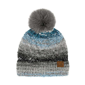 Gray C.C Multi Color Space Dye Pom Beanie, is the perfect choice for a cold day. It's the autumnal touch you need to finish your outfit in style. Awesome winter gift accessory for Birthday, Christmas, Stocking Stuffer, Secret Santa, Holiday, Anniversary, or Valentine's Day to your friends, family, and loved ones.