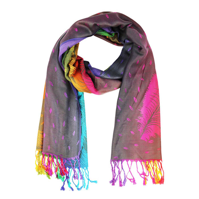 Green- Colorful Peacock Printed Pashmina Scarf Shawl , Made from luxurious pashmina material, this scarf will keep you warm and stylish. The bold peacock print adds a touch of playfulness to any outfit. Let your personality shine with this unique and eye-catching accessory. Perfect gift choice for someone you love