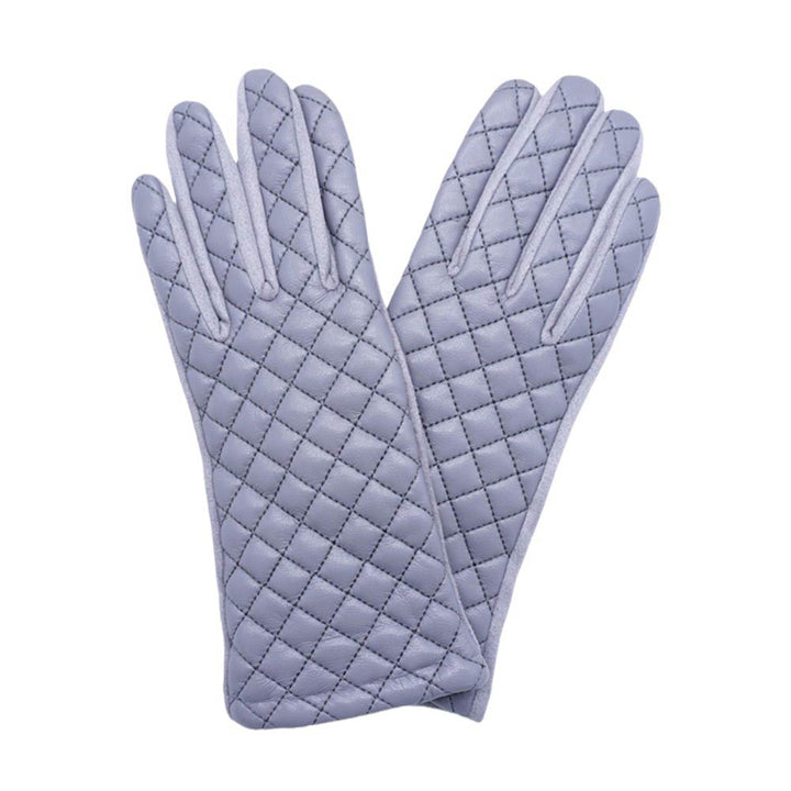 Gray-Faux Leather Quilted Smart Touch Gloves, Stylish and functional addition to your winter wardrobe. Made with a luxurious faux leather exterior and quilted design, these gloves provide both warmth and a touch of elegance. Stay fashionable and connected with these gloves.