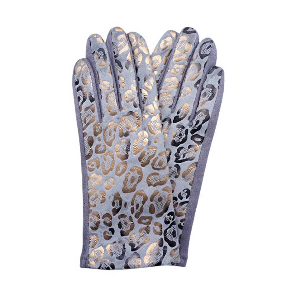 Gray-Leopard Pattern Smart Touch Gloves - the perfect combination of fashion and functionality. Keep your hands warm while using your touchscreen devices, thanks to the smart touch technology. With a stylish leopard pattern, these gloves are a must-have for any fashion-forward individual.