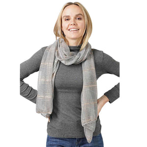 Gray Plaid Check Patterned Lurex Sheer Crinkle Oblong Scarf, is delicate, warm, on-trend & fabulous, and a luxe addition to any cold-weather ensemble. This scarf combines great fall style with comfort and warmth. Perfect gift for birthdays, holidays, or any occasion.