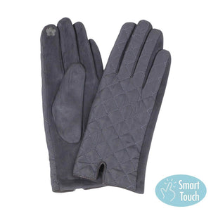 Gray Quilted Touch Smart Gloves, give your look so much more eye-catching and feel so comfortable with the beautiful quilted design and embellishment. These warm gloves will allow you to use your electronic device with ease. Perfect gift accessory for this winter. Stay cozy and warm.