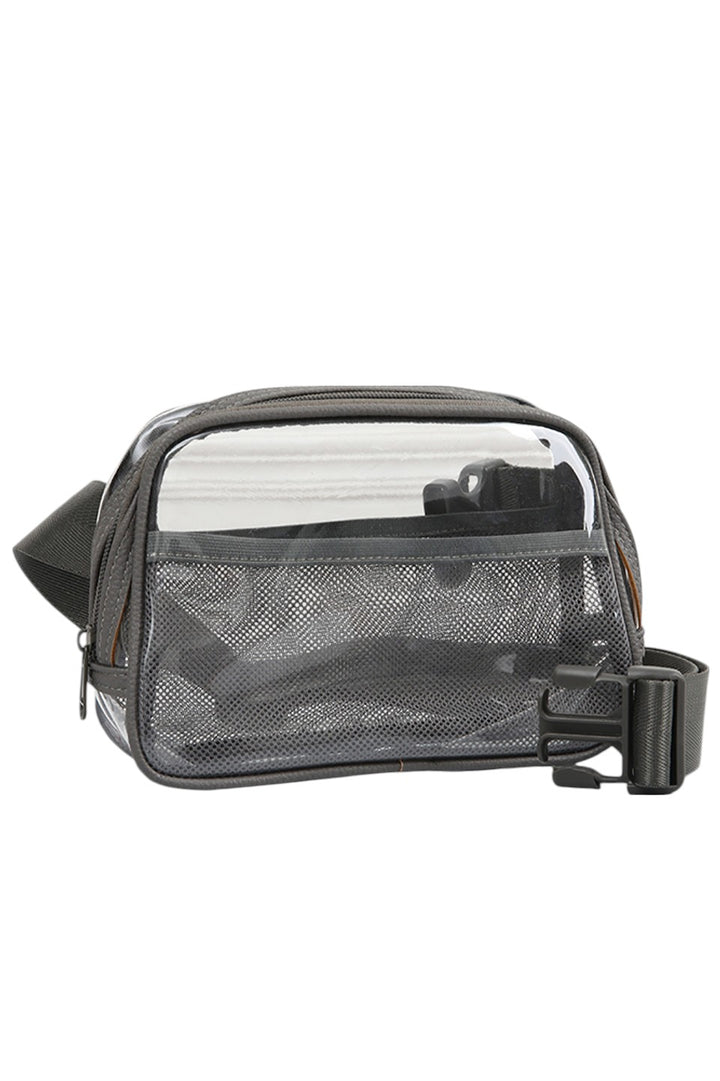 Gray Solid Color Trim Clear Waist Crossbody Bag combines practicality with modern style. Its transparent design allows for easy visibility of contents, while the solid color trim adds a sleek, polished finish. Designed for hands-free convenience, it secures comfortably around the waist, making it ideal for travel, events, or daily use where quick access and security are essential. Durable materials ensure long-lasting wear without compromising on lightweight comfort.