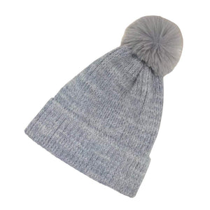 Gray Solid Knit Pom Pom Beanie Hat, stay warm during the chilly months with this cozy pom pom beanie hat. It is made with a soft, high-quality knit and features a pom-pom on the top. Keep your head warm and fashionable all winter long! The perfect gift item for friends and family members in winter.