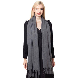 Gray Solid Oblong Scarf, delicate, warm, on-trend & fabulous, a luxe addition to any cold-weather ensemble. This scarf combines great fall style with comfort and warmth. It's a perfect weight and can be worn to complement your outfit or with your favorite fall jacket. Perfect gift for birthdays, holidays, or any occasion.