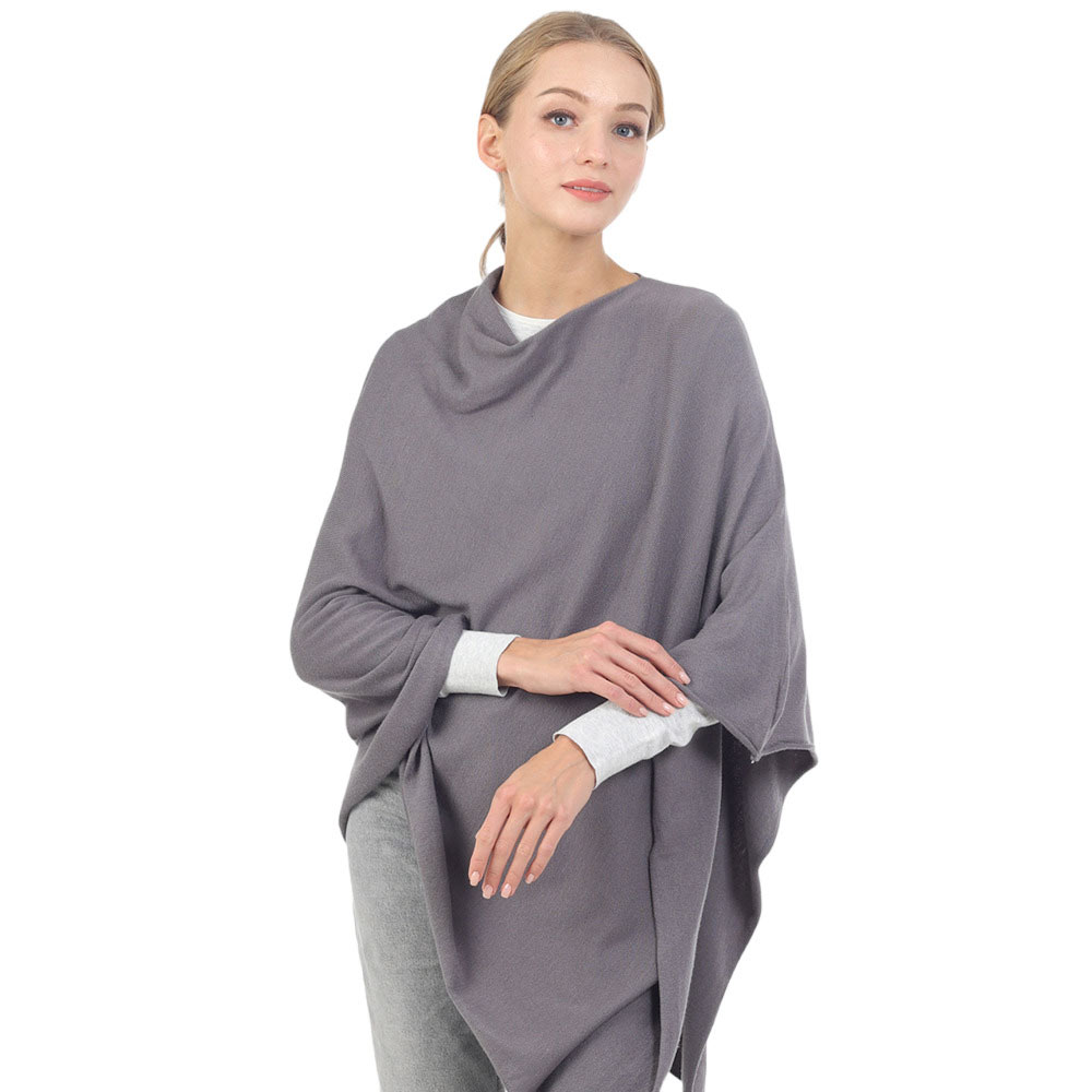 Gray Solid Poncho, with the latest trend in ladies' outfit cover-up! the high-quality knit solid poncho is soft, comfortable, and warm but lightweight. It's perfect for your daily, casual, party, evening, vacation, and other special events outfits. A fantastic gift for your friends or family.