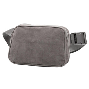 Gray Solid Sling Bag Fanny Pack Velvet Belt Bag, is the perfect accessory for any occasion. Featuring a high-quality velvet material construction, this bag is lightweight and durable, making it a great choice for everyday wear. Ideal gift for young adults, traveler friends, family members, co-workers, or yourself.