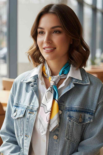 Gray Elevate your accessory game with this versatile Abstract Line Print Bandana Scarf. Crafted from 100% lightweight polyester, this 35" x 35" square scarf features a modern abstract line design that complements any outfit. The silky fabric drapes beautifully and works year round wear it as a headscarf, neck wrap, or tied to your bag for an instant style boost. Perfect for adding an artistic touch to casual or dressed-up looks.
