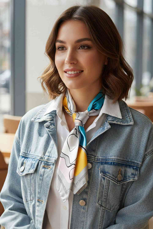 Gray Elevate your accessory game with this versatile Abstract Line Print Bandana Scarf. Crafted from 100% lightweight polyester, this 35" x 35" square scarf features a modern abstract line design that complements any outfit. The silky fabric drapes beautifully and works year round wear it as a headscarf, neck wrap, or tied to your bag for an instant style boost. Perfect for adding an artistic touch to casual or dressed-up looks.