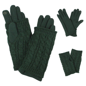 Green Winter 3 in 1 Cable Knit Smart Gloves, in the cool air reach for these toasty gloves to keep your hands incredibly warm. Gloves with autumnal touch you need to finish your outfit in style. Birthday Gift, Christmas Gift, Anniversary Gift, Regalo Navidad, Regalo Cumpleanos, Regalo Dia del Amor, Valentine's Day Gift