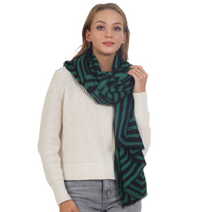 Green Abstract Lined Oblong Scarf, is delicate, warm, on-trend & fabulous, and a luxe addition to any cold-weather ensemble. Great for daily wear in the cold winter to protect you against the chill, the classic style scarf & amps up the glamour with a plush. Perfect gift for birthdays, holidays, or any occasion.