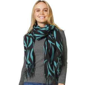 Green Animal Print Fringe Soft Scarf, delicate, warm, on-trend & fabulous, a luxe addition to any cold-weather ensemble. This scarf combines great fall style with comfort and warmth. It's a perfect weight and can be worn to complement your outfit or with your favorite fall jacket. Perfect gift for any occasion.