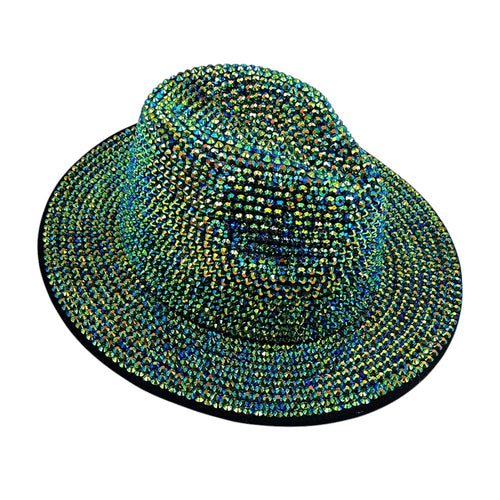 Bling Studded Panama Hat - Green