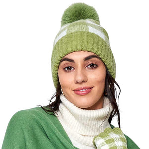 Green Buffalo Check Patterned Faux Fur Pom Pom Beanie Hat, is perfect for all weather conditions. Crafted from high-quality faux fur material, this hat is designed to keep you warm and cozy in cold temperatures. It is an ideal choice for gifting to your loved ones in this Christmas season.