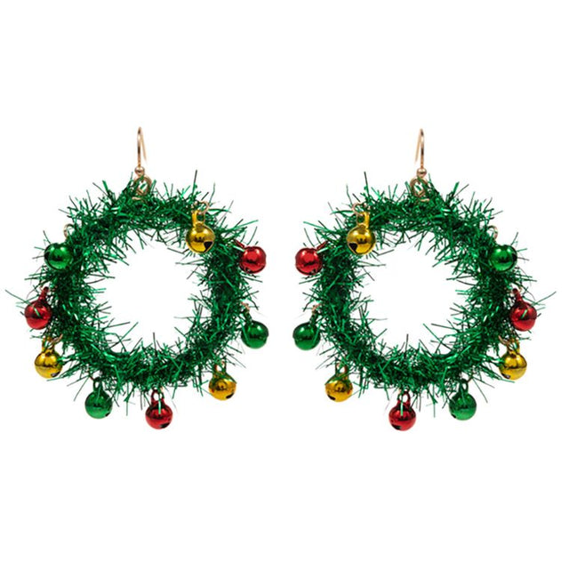 Bring festive flair to your outfit with these tinsel wreath earrings, decorated with playful jingle bell charms. Perfect for holiday events, seasonal parties, or adding cheer to everyday looks, these lightweight earrings offer a bold and joyful statement.