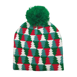 Green Christmas Tree Patterned Pom Pom Beanie Hat, is the perfect combination of winter fashion and festive cheer. Featuring a classic design, this unique hat is made with superior quality materials to ensure warmth and comfort. It is an ideal choice for gifting to your beloved ones in this Christmas season.