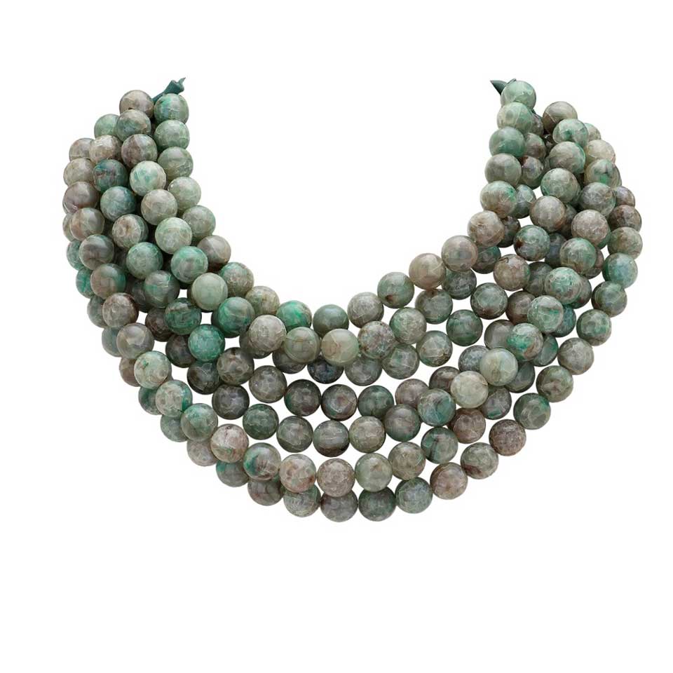 Green Chunky Metal Ball Beaded Multi Layered Faux Leather Magnetic Necklace, Add a bold touch to your wardrobe with this necklace. Featuring multiple strands of soft faux leather adorned with chunky metal ball beads, this statement necklace effortlessly elevates any outfit. The magnetic clasp ensures easy wear.