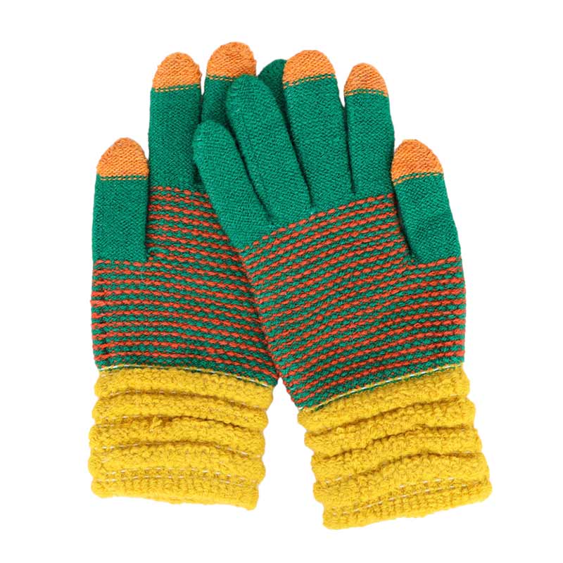 Green Colorful Knit Touch Smart Gloves, give your look so much eye-catchy with knit touch smart gloves, a cozy feel. A pair of these gloves are awesome winter gift for your family, friends, anyone you love, and even yourself. Complete your outfit in a trendy style!