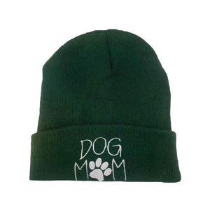 Green Dog Mom Message Paw Pointed Solid Knit Beanie Hat, This adorable accessory not only keeps you warm but also proudly displays your status as a devoted dog mom. It's the perfect gift for the dog lover in your life, making chilly days a little brighter and a lot more fashionable.