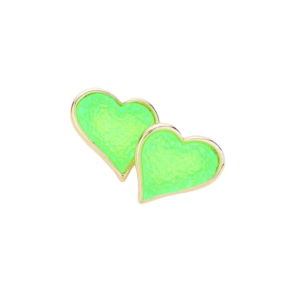 Green Druzy Heart Stud Earrings, Enhance your look with these stunning earrings. The unique druzy hearts add a touch of elegance and sparkle to any outfit. Crafted with high-quality materials, these earrings are perfect for any occasion. Elevate your style and make a statement with these must-have earrings.