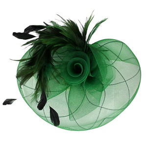 Green Feather Pearl Cluster Mesh Flower Fascinator Headband, is crafted with luxury materials, including feathers, pearls, and mesh. Its bold design is sure to add a unique and glamorous touch to your ensemble. Perfect for making an exquisite gift, attending any special events, or everyday wear. 