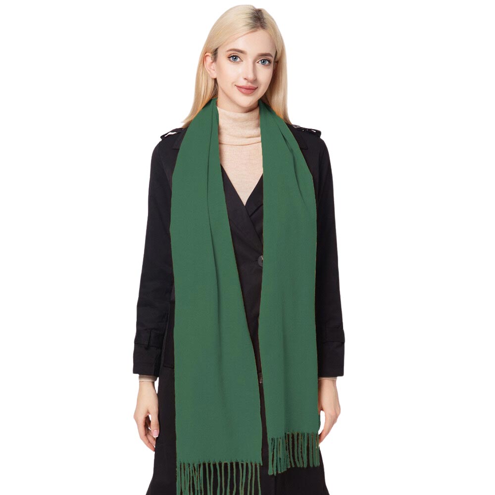Green Gorgeous Solid Oblong Scarf, is delicate, warm, on-trend & fabulous, and a luxe addition to any cold-weather ensemble. This scarf combines great fall style with comfort and warmth. It's a perfect weight and can be worn to complement your outfit or with your favorite fall jacket. Perfect gift for any occasion.