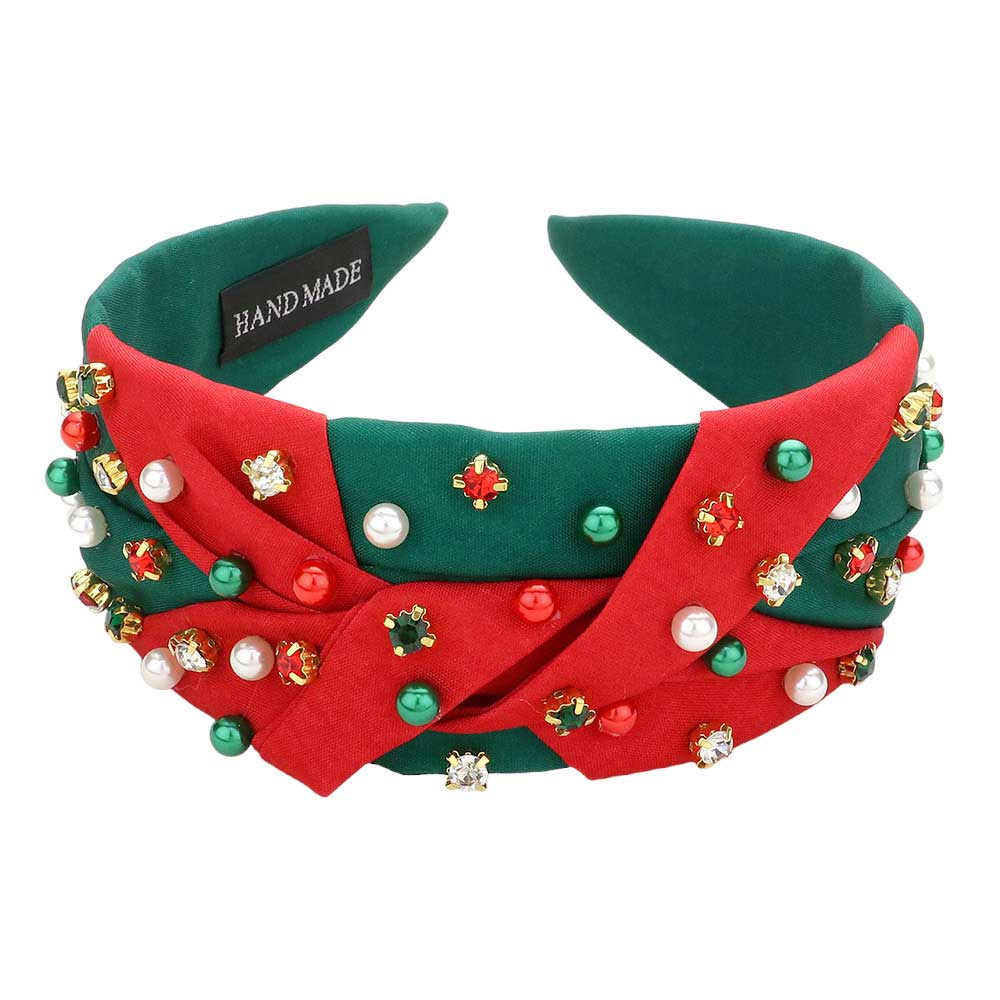 Green Pearl Stone Embellished Christmas Bow Headband, is the perfect festive accessory to enhance any look. Its classic Christmas bow design is sure to get all the compliments. Enjoy a stylish holiday season with this charming piece! Great gift idea for your Wife, Mom, your Loving one, or any family member. 