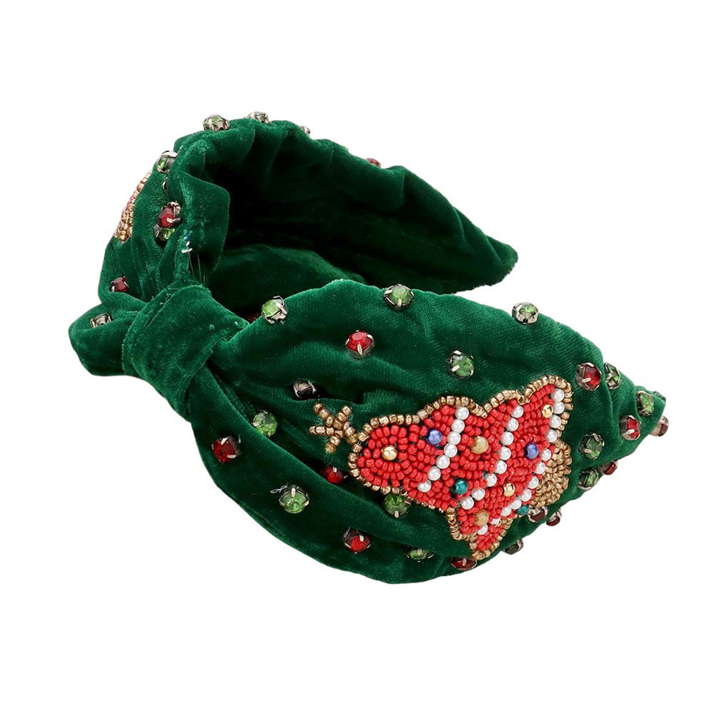 Green Pearl Stone Seed Beaded Christmas Tree Headband, is a beautiful accessory for the festive season. Featuring a delicate beaded Christmas tree pattern. It is created pearl seed beads for an eye-catching effect. Great gift idea for your Wife, Mom, your Loving one, or any family member.