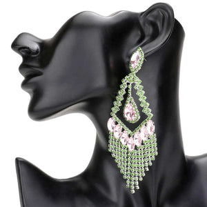 Green Pink Teardrop Crystal Rhinestone Chandelier Evening Earrings, are an elegant accessory for any special occasion. With its unique design, these earrings feature a beautiful combination of crystals and rhinestones. Awesome gift for birthdays, anniversaries, Valentine’s Day, or any special occasion. 