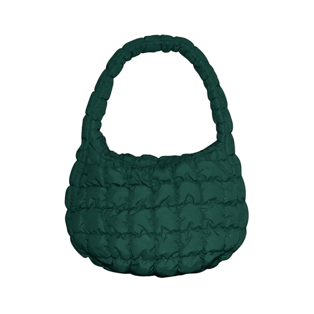 Green Quilted Puffer Tote Shoulder Bag, Stay warm and stylish with this bag. Made of durable material, it is insulated to keep you cozy in the coldest conditions. The shoulder straps make it comfortable and convenient to carry, so you can bring everything you need with ease. Perfect for gifting on every occasion.