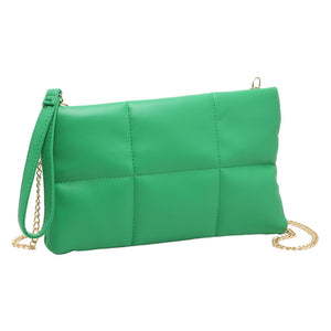 Green Quilted Solid Faux Leather Crossbody Bag, Crafted with high-quality faux leather, this bag is both stylish and highly resistant to wear and tear. Its adjustable strap and sleek quilted pattern make it comfortable and fashionable. Wear it for any occasion. Nice gift item to family members and friends on any occasion.
