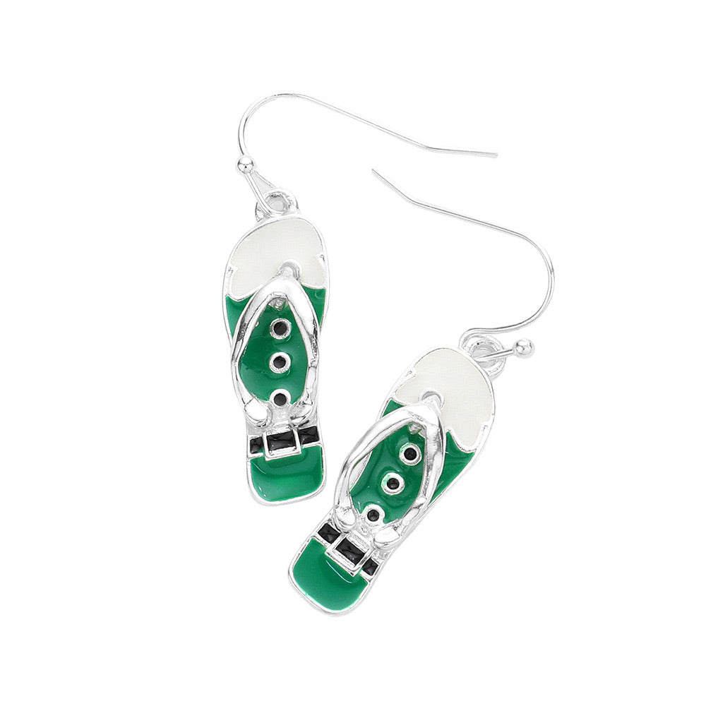 Green Santa Claus Clothes Detailed Flip Flop Dangle Earrings, are fun handcrafted jewelry that fits your lifestyle, adding a pop of pretty color. This pretty & tiny earring will surely bring a smile to one's face as a gift. This is the perfect gift for Christmas, especially for your friends, family, and the people you love.