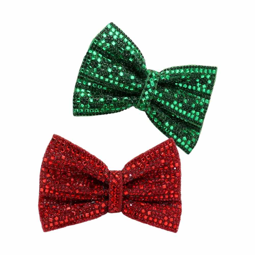 Green-This Sequin Bow Hair Barrette is the perfect accessory for adding some festive flair to any hairstyle. With its sparkling sequins and delicate bow design, it is sure to catch everyone's eye. Made of high-quality materials, it is durable and comfortable. Perfect for Christmas parties or as a gift for someone special.