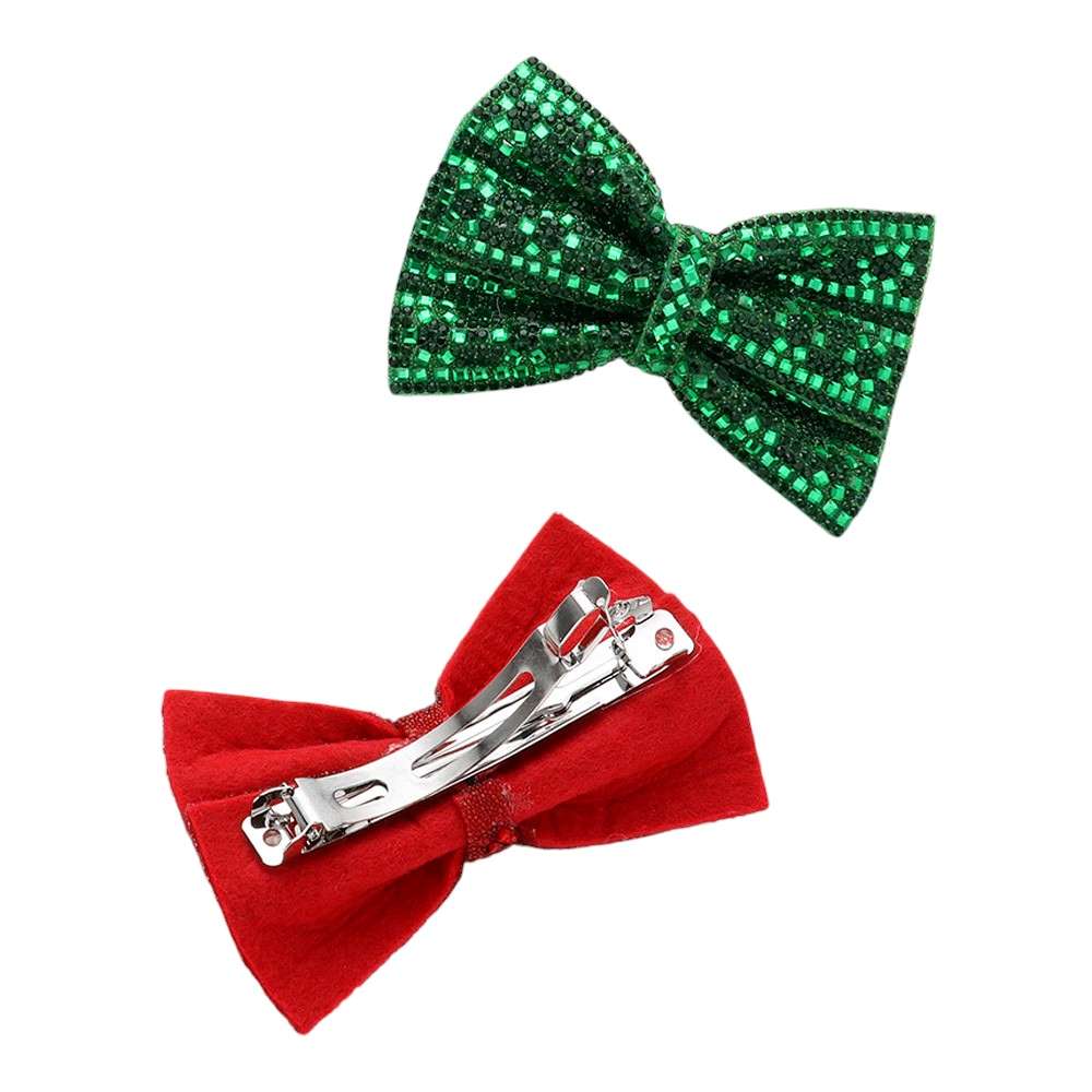 Green-This Sequin Bow Hair Barrette is the perfect accessory for adding some festive flair to any hairstyle. With its sparkling sequins and delicate bow design, it is sure to catch everyone's eye. Made of high-quality materials, it is durable and comfortable. Perfect for Christmas parties or as a gift for someone special.