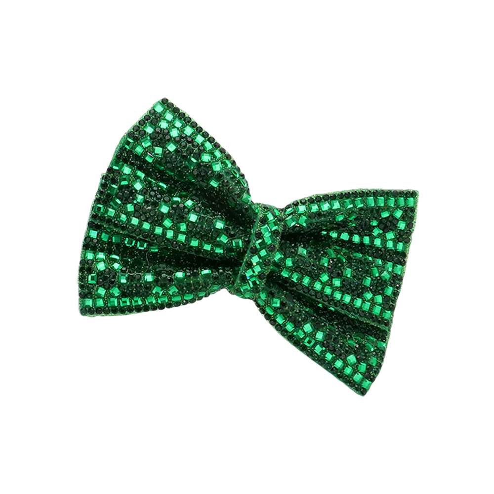 Green-This Sequin Bow Hair Barrette is the perfect accessory for adding some festive flair to any hairstyle. With its sparkling sequins and delicate bow design, it is sure to catch everyone's eye. Made of high-quality materials, it is durable and comfortable. Perfect for Christmas parties or as a gift for someone special.