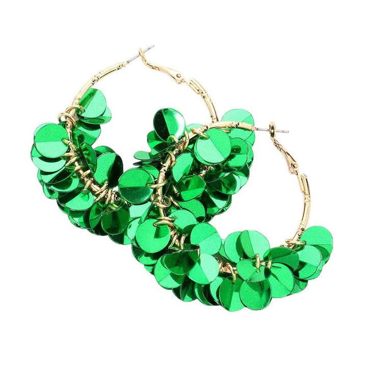 Green Sequin Dangle Hoop Earrings, are fun handcrafted jewelry that fits your lifestyle, adding a pop of pretty color. Enhance your attire with these vibrant artisanal earrings to show off your fun trendsetting style. Great gift idea for your Wife, Mom, your Loving one, or any family member.