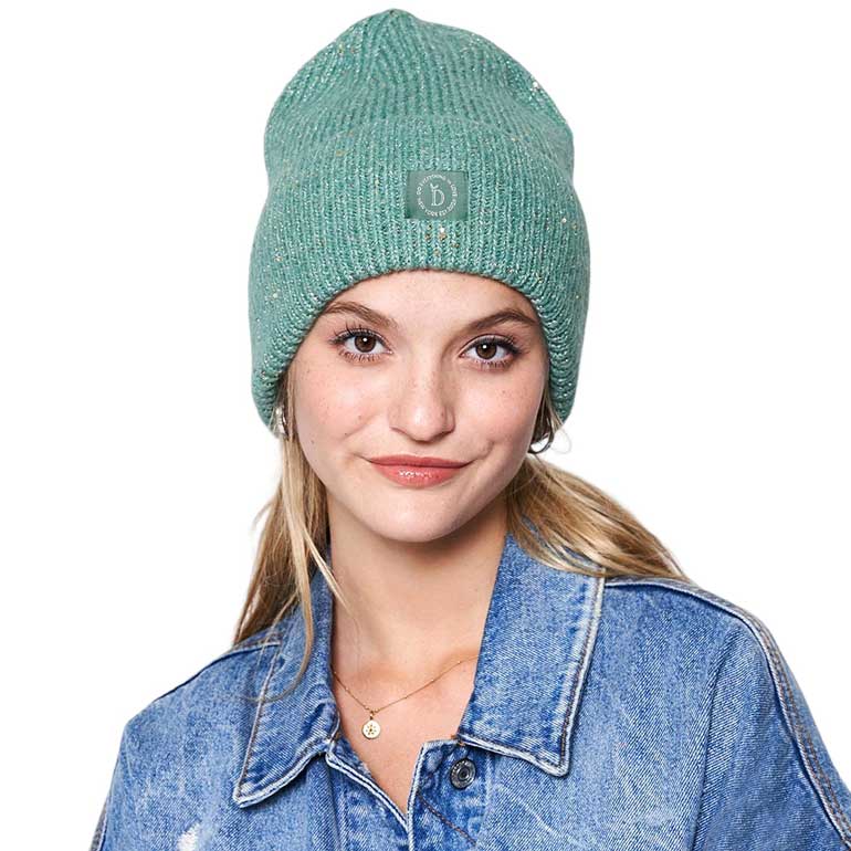 Green Our Sequin Embellished Lurex Cuff Beanie Hat is the perfect accessory for any winter wardrobe. Its soft-touch lurex material adds a subtle shimmer to your outfit. Awesome winter gift accessory! Perfect gift for Birthdays, holidays, anniversaries, etc. to your friends, family, or loved ones. Happy Winter!