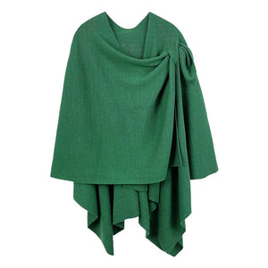 Green Shoulder Strap Solid Ruana Poncho, with the latest trend in ladies outfit cover-up! the high-quality bling border solid neck poncho is soft, comfortable, and warm but lightweight. Stay protected from the chilly weather while taking your elegant looks to a whole new level with an eye-catching, luxurious outfit women! 