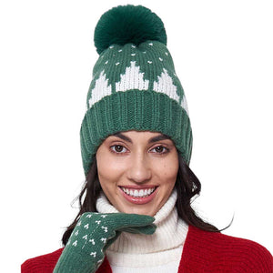 Green Snowy Mountain Faux Fur Pom Pom Beanie Hat. Stay warm and fashionable this winter with this beanie hat. Crafted from a luxurious acrylic material, this hat is both comfortable and durable. The faux fur pom pom detailing adds a stylish touch. Awesome gift choice for Christmas and in the cold days for friends and family.
