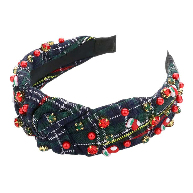 Green Socks Pearl Stone Knot Burnout Check Patterned Headband, push back your hair with this pretty headband, and add a pop of color to any plain outfit! This expounds your Christmas party and attracts everyone's attention. This is the perfect gift for Christmas, especially for your friends, family, and the people you love.