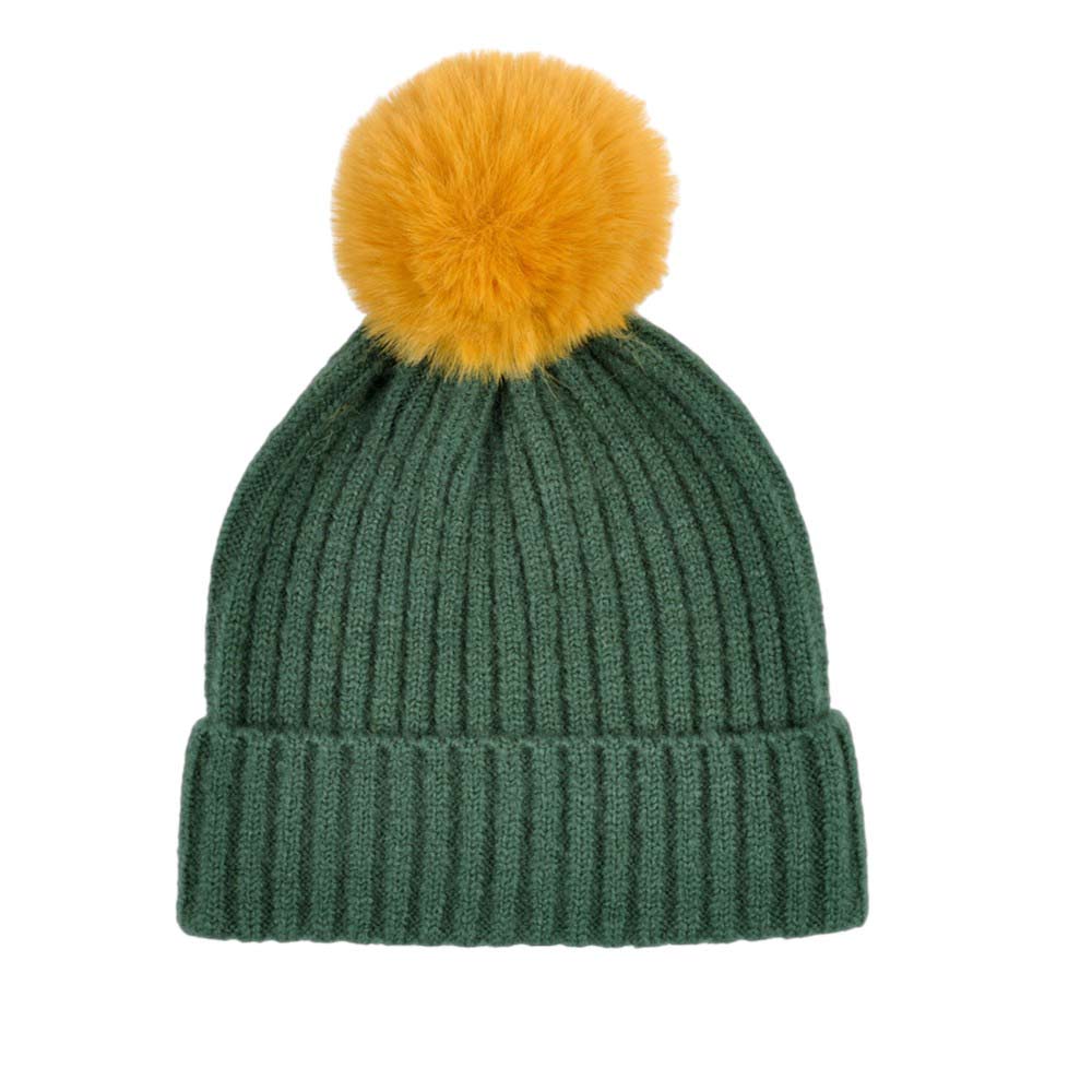 Green-Solid Color Pom Pom Two Tone Beanie Hat, Made from high-quality materials, this hat features a soft and cozy pom pom detail and a two-tone design. Perfect for any cold weather outfit,this hat is a must-have for your winter wardrobe.Ideal for travelers who are on vacation or just spending some time in the great outdoors