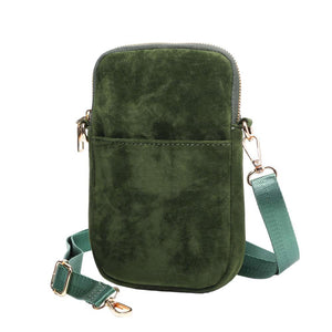 Green Solid Faux Suede Crossbody Bag, is a unique but beautiful addition to your handbag collection. Go everywhere carrying your handy items without any hassle. Perfect gift for a Birthday, everyday bag, Anniversary, Graduation, Holiday, Christmas, New Year, Anniversary, Valentine's Day, etc.